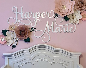 Custom Name Sign, First & Middle Name. Personalized Name Sign, Calligraphy Font Personalized Wood Name Sign. Wooden Name Childrens Name sign