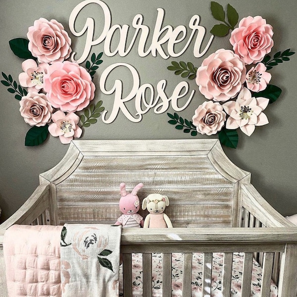 Nursery Name Signs - First and Middle Cutout Words for Wall Decor