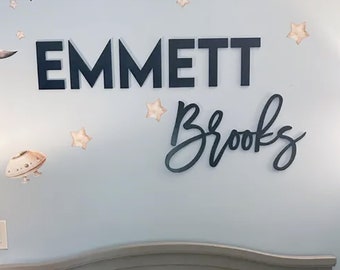 Boy's Nursery Decor, First and Middle Name Signs, New Baby Gift, Wood Name Plaques for Above Bed or Crib