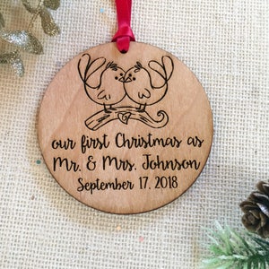 Our First Christmas as Mr and Mrs Ornament - Personalized Christmas Ornament for Newlyweds - Married Couple Christmas Gift - Wedding Gift