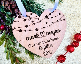 2022 Personalized Heart Shaped Ornament with Names - Gift for Boyfriend Girlfriend Couple