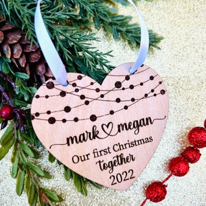 2022 Personalized Heart Shaped Ornament with Names - Gift for Boyfriend Girlfriend Couple