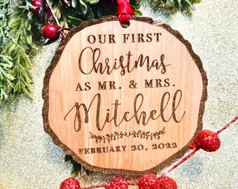 Our First Christmas as Mr and Mrs Ornament 2023 - Personalized Gift for Newlyweds - Married Couple Christmas Gift - Wedding Gift