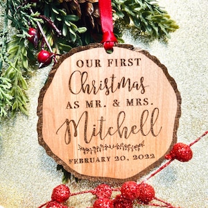 Our First Christmas as Mr and Mrs Ornament 2023 - Personalized Gift for Newlyweds - Married Couple Christmas Gift - Wedding Gift