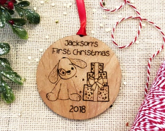 Personalized Puppy's First Christmas Ornament - custom pet gift for dog lover - Cute Puppy Ornament