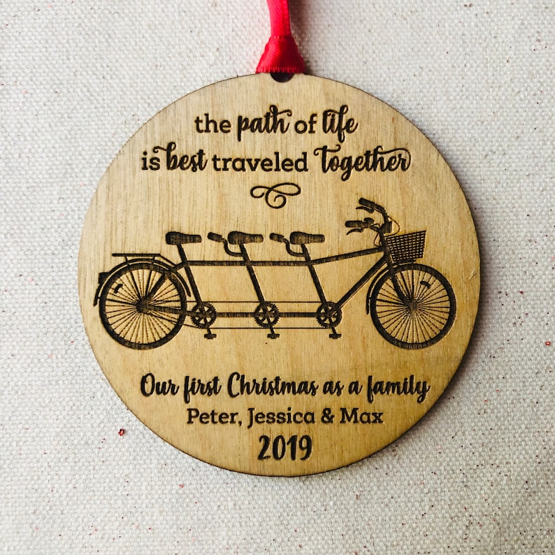 Our First Christmas as a Family Tandem Bicycle Bike Ornament Etsy