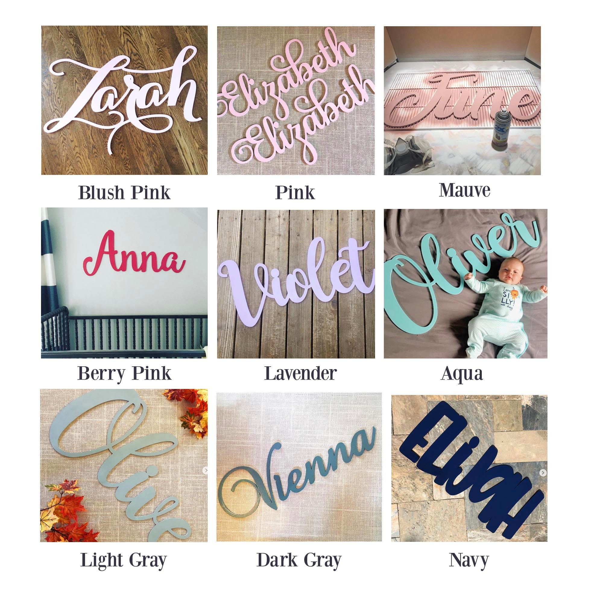 Cutout Name Signs Two Names Champagne Gold Nursery Decor Baby Shower Gift  New Baby Gift -  UK