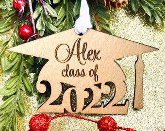 Class of 2022 Wooden Ornament Graduation Gift - Personalized Grad Cap Ornament - Grad Present