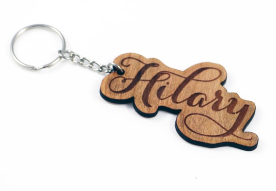 wooden key ring with name