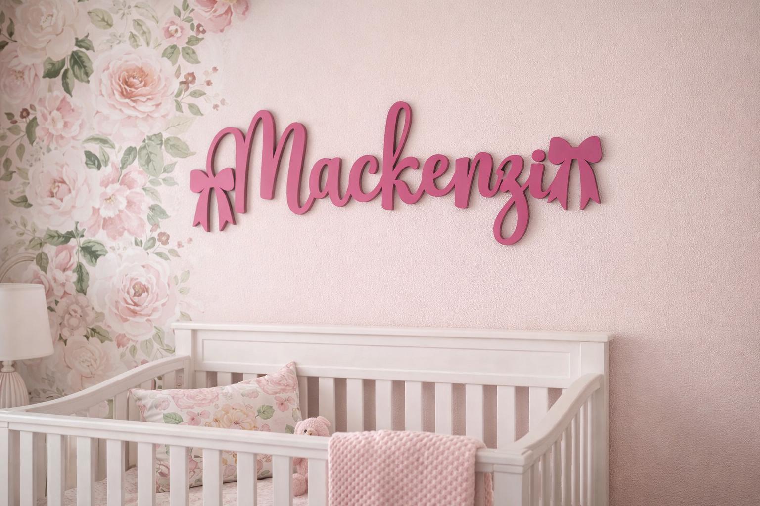 Custom Wooden Nursery Name Sign With Bows - Baby Girl Room Decor - Etsy