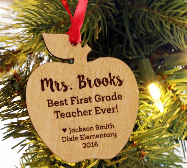 Personalized Teacher Christmas Gift Apple Ornament for Etsy