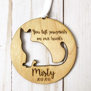 Personalized Cat Ornament Custom Cat Lover Gift Pet Remembrance Keepsake Gift Wooden Heart Ornament Kitten Pet Loss image 2