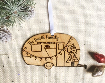 Happy Camper Christmas Ornament - camper Van Ornament - Christmas Together Ornament - Custom Personalized