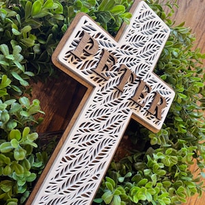 Personalized Baptism Gift, Wooden Cross with Name, First Communion Gift, Christening GIft