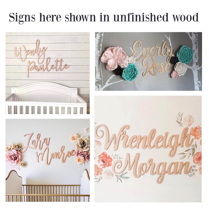 Nursery Name Signs First and Middle Cutout Words for Wall Decor image 4