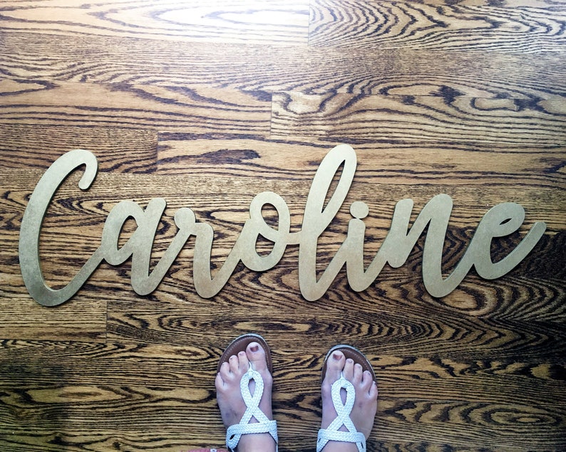 gold glitter calligraphy name sign laser cut wall letters etsy