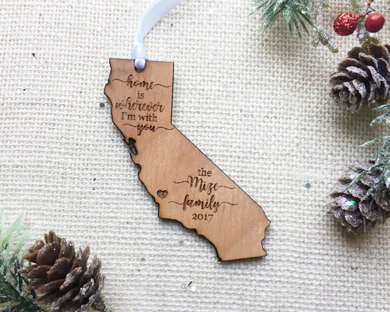 Custom State Christmas Ornament California Texas Washington State Christmas Customized Ornament You choose the text Home zdjęcie 6