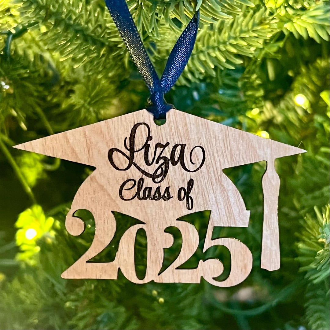 Class of 2025 Wooden Ornament Graduation Gift - Personalized Grad Cap ...