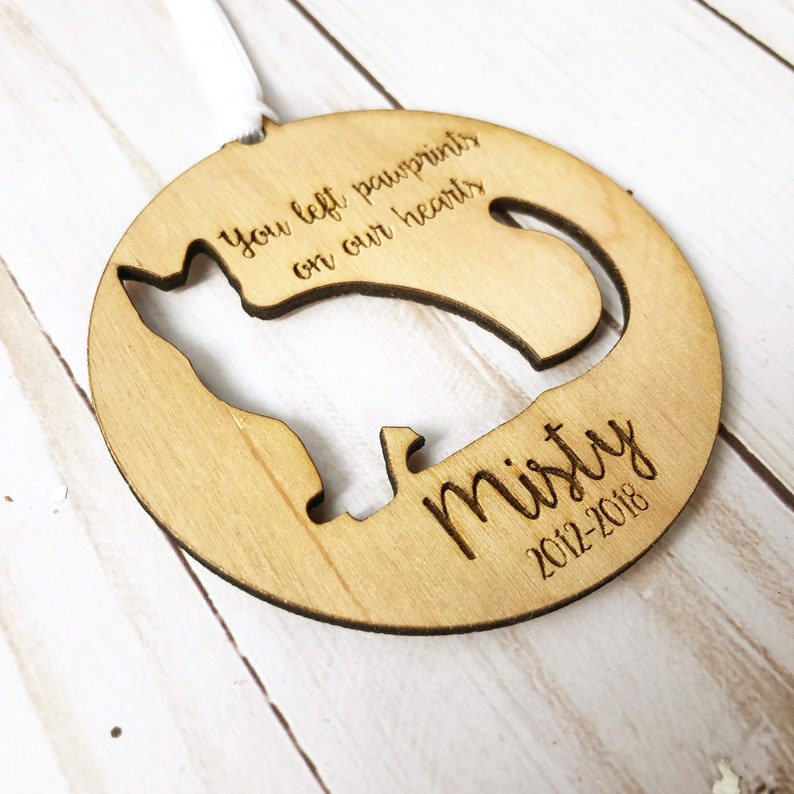 Personalized Cat Ornament Custom Cat Lover Gift Pet Remembrance Keepsake Gift Wooden Heart Ornament Kitten Pet Loss image 3