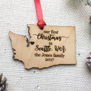 Custom State Christmas Ornament California Texas Washington State Christmas Customized Ornament You choose the text Home zdjęcie 4