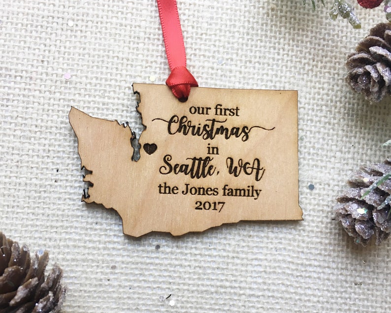 Custom State Christmas Ornament California Texas Washington State Christmas Customized Ornament You choose the text Home image 4