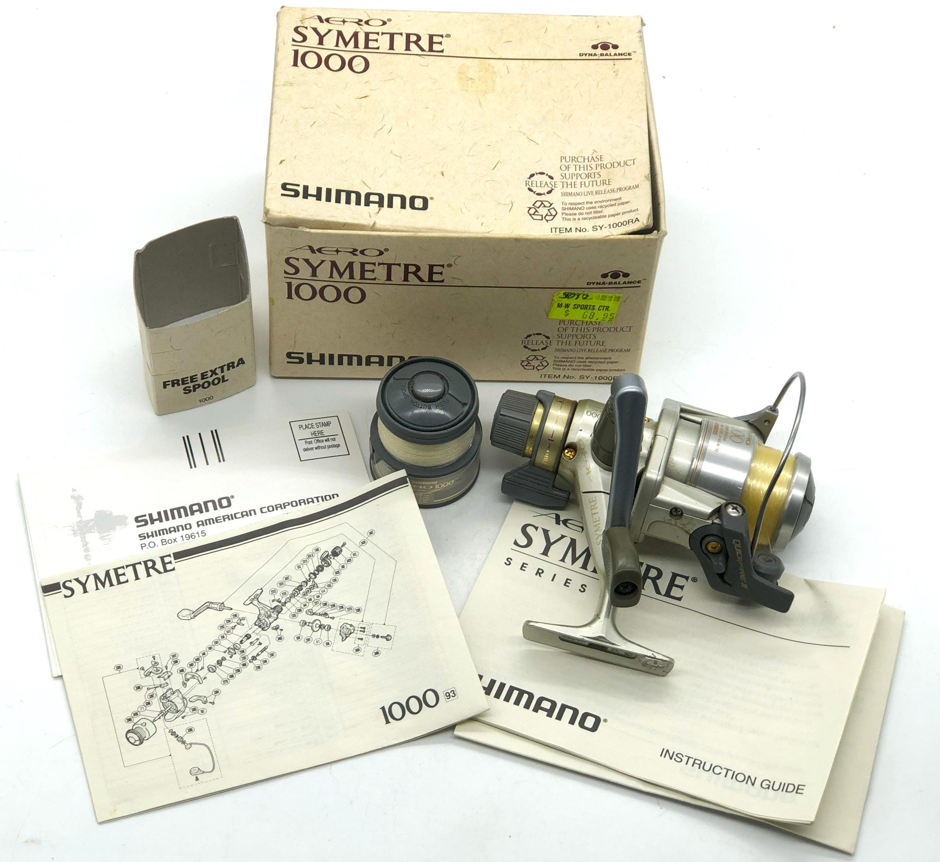 harga reel shimano aero 1000 Vintage Shimano Aero Symetre 1000 Fishing Reel/ Box / Spare Spool / Papers