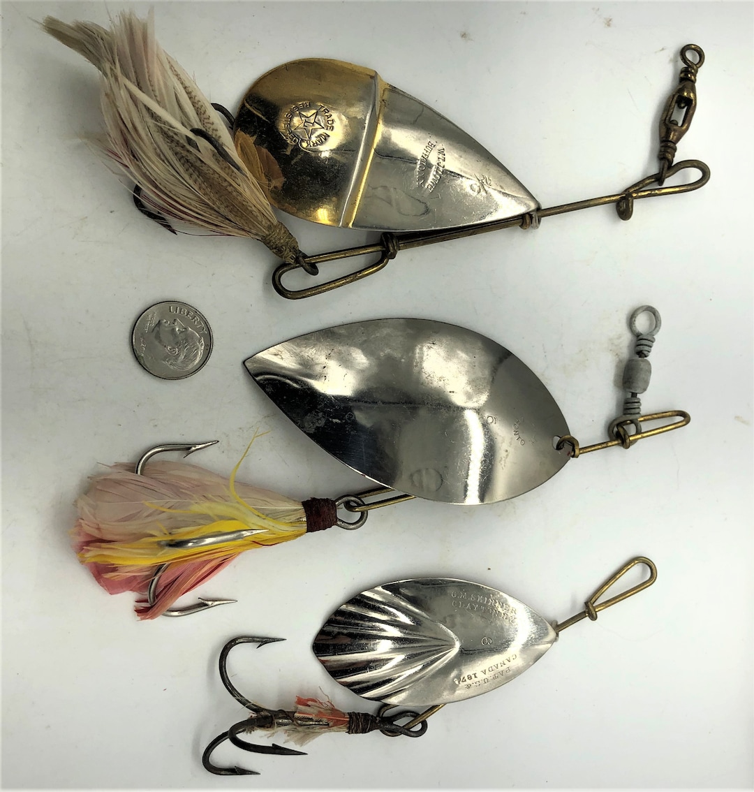 Three Large Old Metal Trolling Fishing Spoons/lures 2 