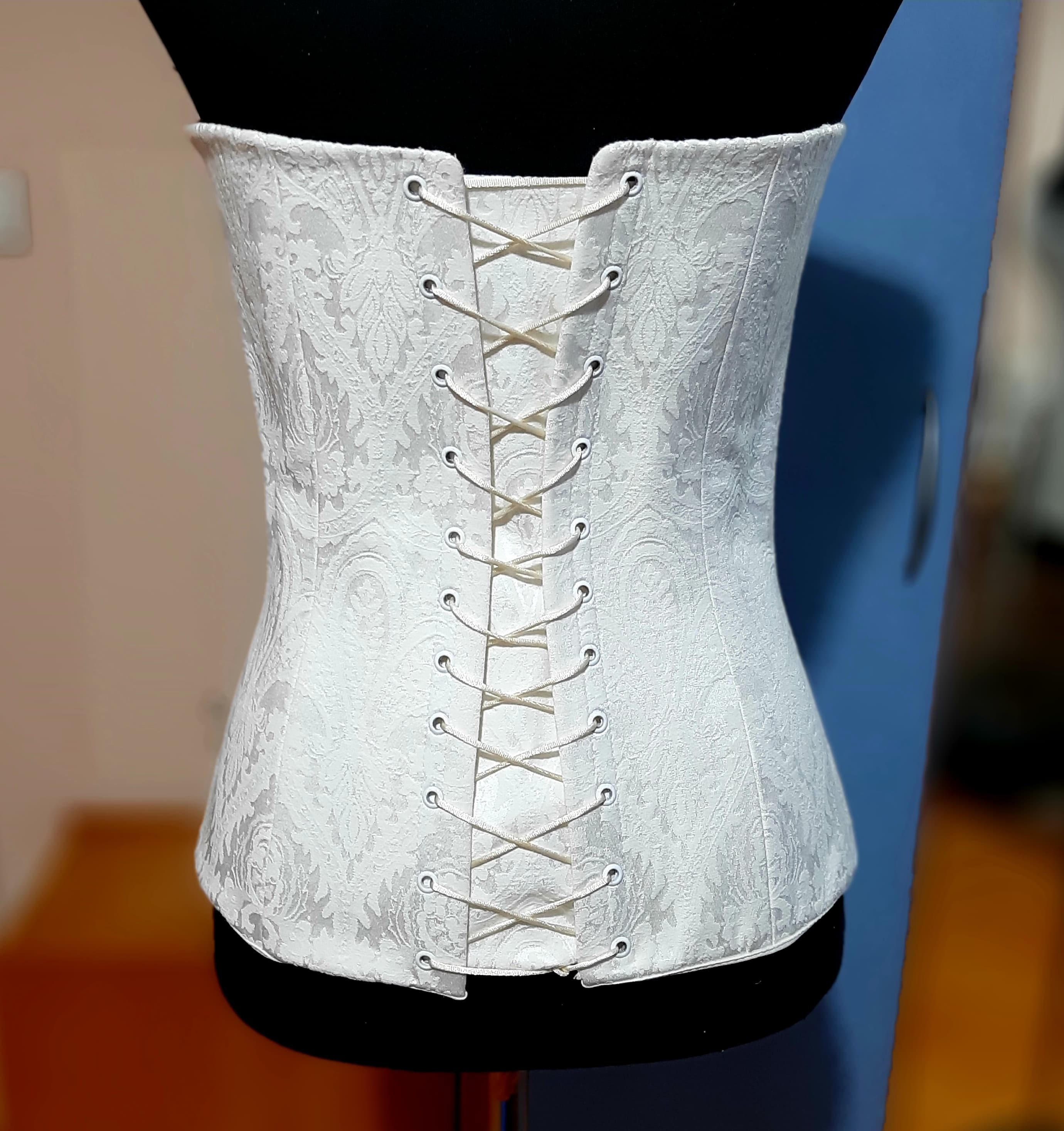 Jace White Brocade Bridal Overbust Corset