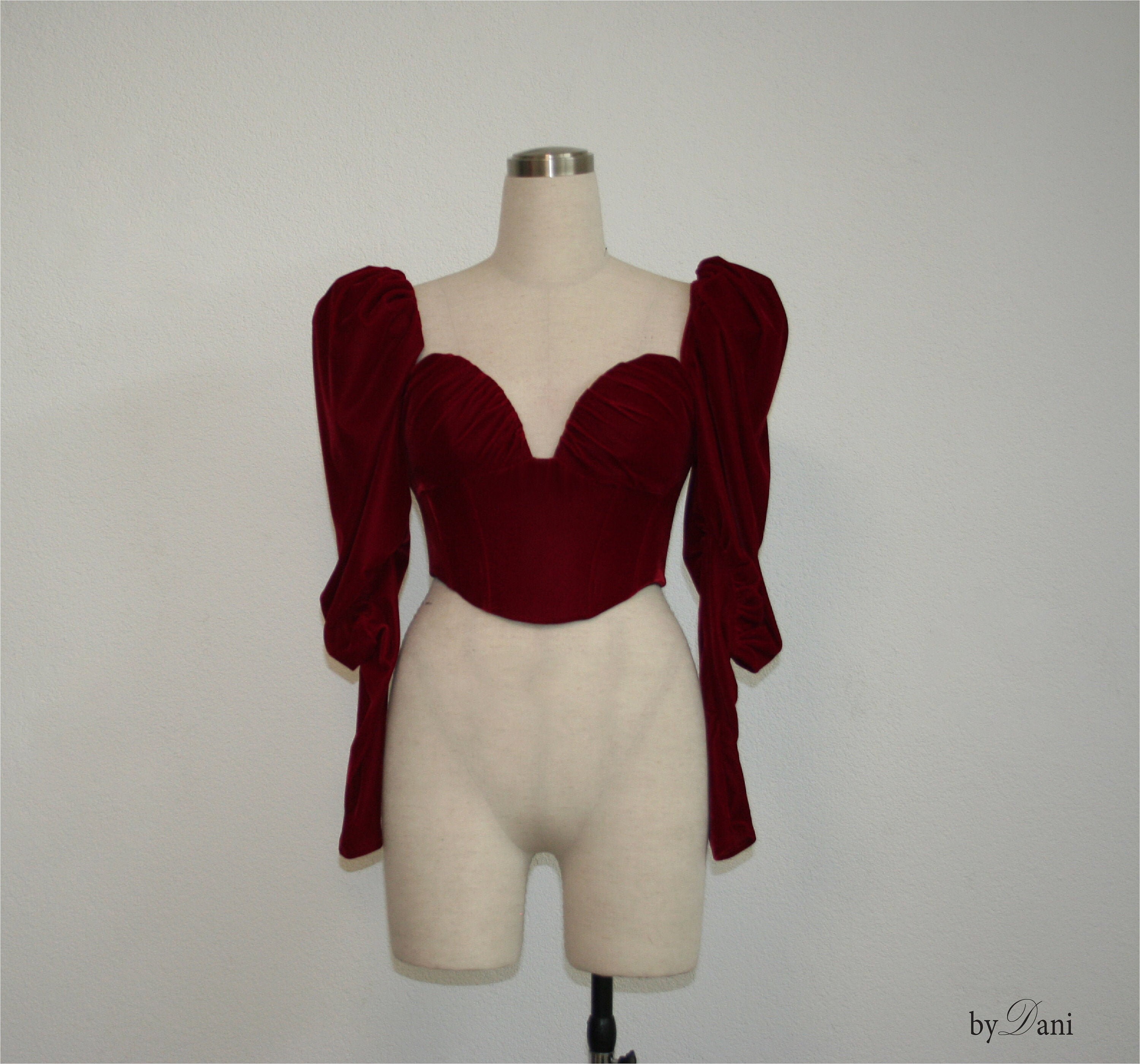 Corset Red Corset Puff Sleeves 