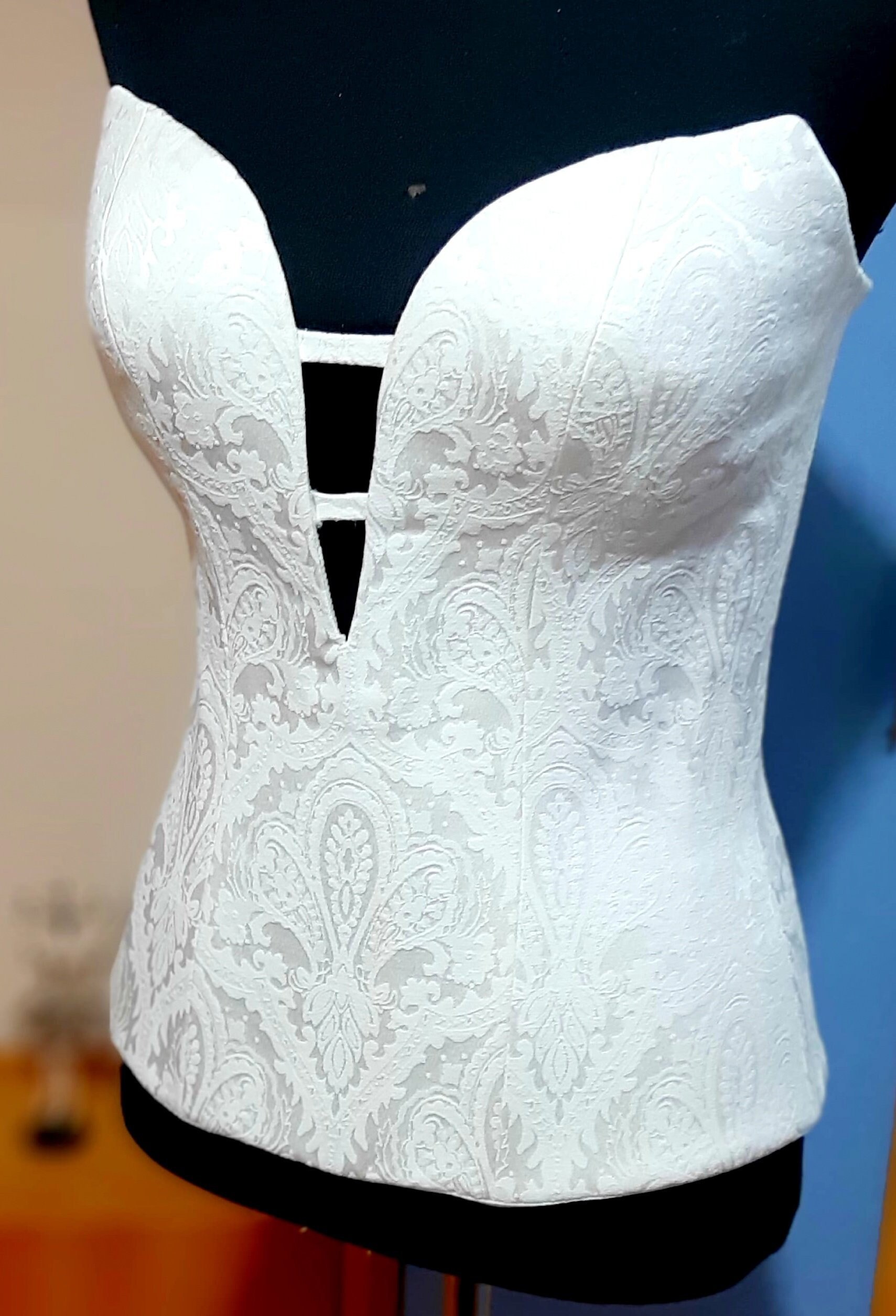 White Wedding Brocade Corset Bridal 