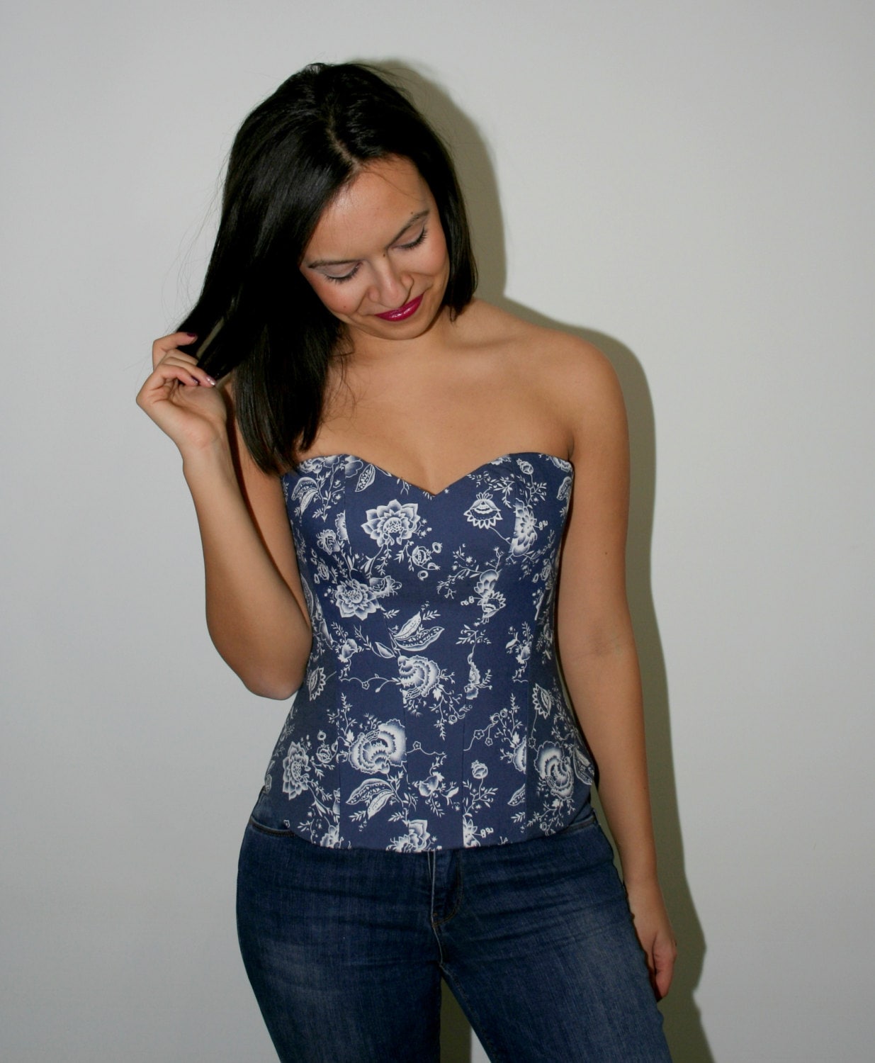 Designer Blue Corset Blue Floral Corset Made to Order Etsy