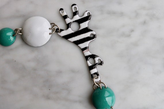 Enamel on Copper Post Modern statement necklace a… - image 4