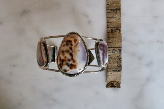 Large cabochon shell cuff bracelet - image 7