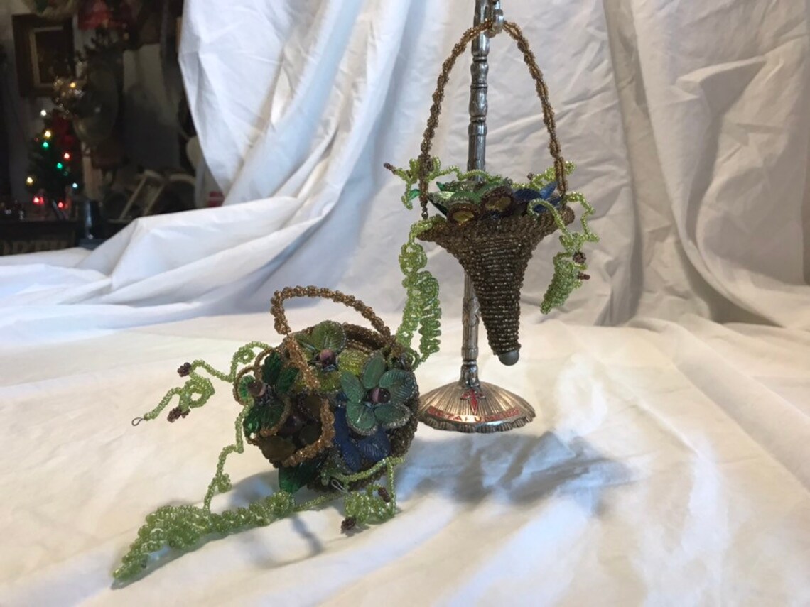 Late Victorian Oil Lamp Beaded Floral Swingers - Etsy