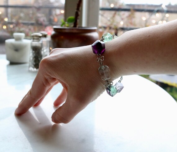 Biomorphic multicolored fluorite bracelet - image 8