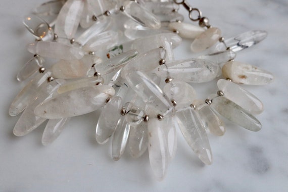 Natural Drilled Rock Crystal necklace with sterli… - image 3