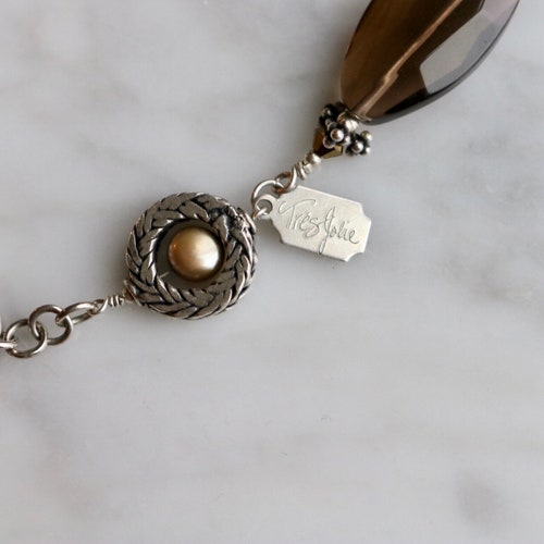 Shops Tres Jolie Rare Large cut Desert Jasper and smokey quartz choker necklace