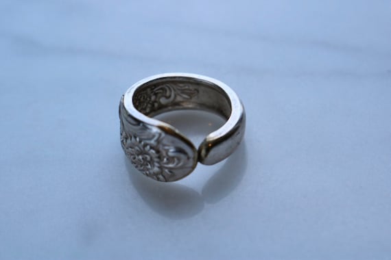 Upcycled silver-plate flatware ring - image 1