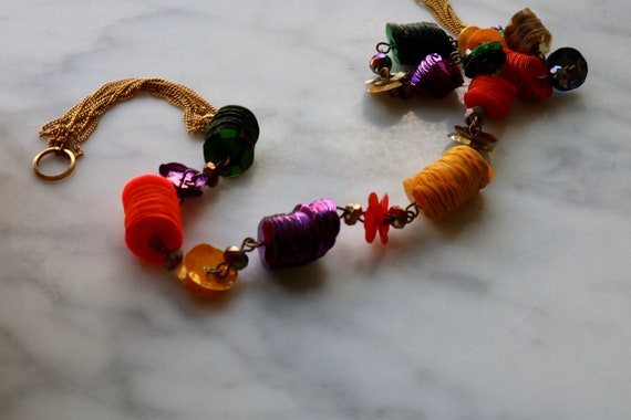 Stacked vintage large sequin necklace and bracele… - image 6