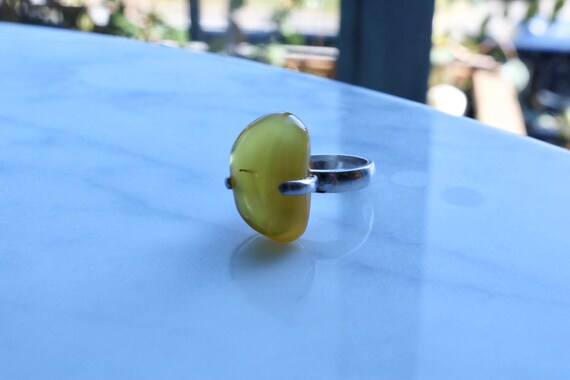 Butterscotch Baltic amber statement ring set in s… - image 10