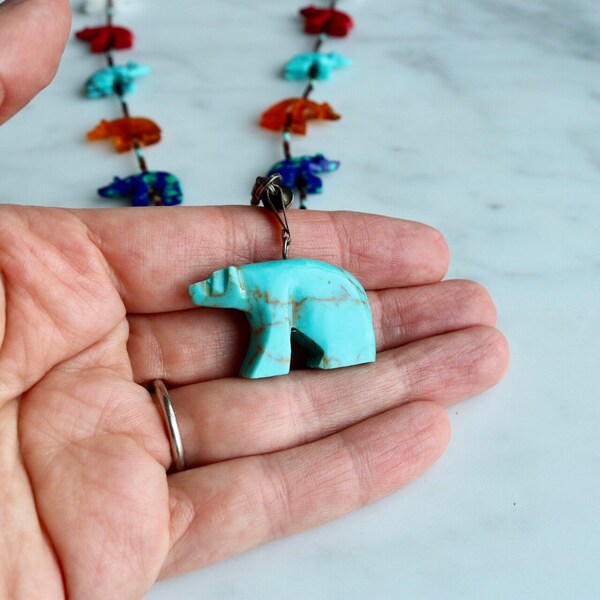Vintage Zuni Bear Fetish Necklace