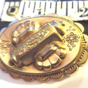 Antique Rolled Gold Victorian Oval Ornate C Clasp  Large Brooch Pin