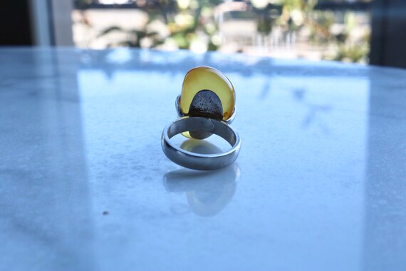 Butterscotch Baltic amber statement ring set in s… - image 4