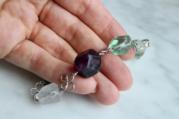 Biomorphic multicolored fluorite bracelet - image 1