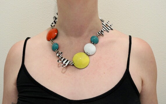 Enamel on Copper Post Modern statement necklace a… - image 8