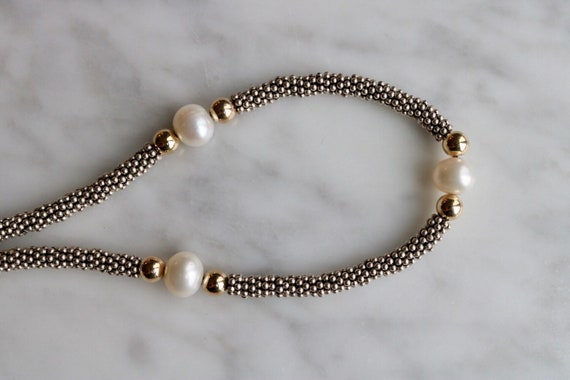 Timeless natural pearl, sterling silver, and gold… - image 4