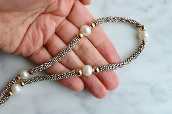 Timeless natural pearl, sterling silver, and gold… - image 1