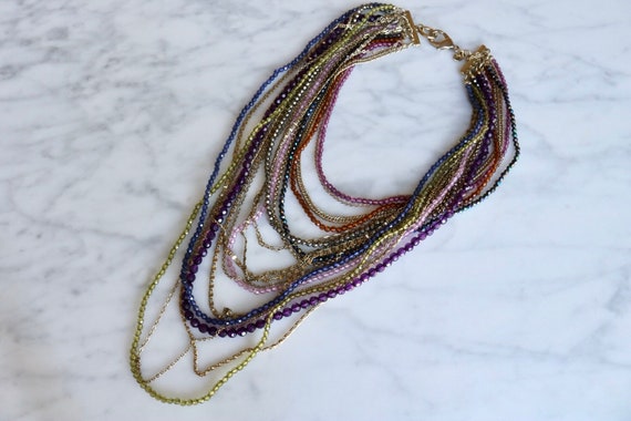 Dramatic statement multi-strand beaded necklace - image 1
