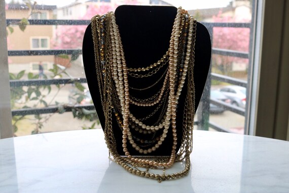 Dramatic Statement multi-strand necklace Sequin b… - image 2