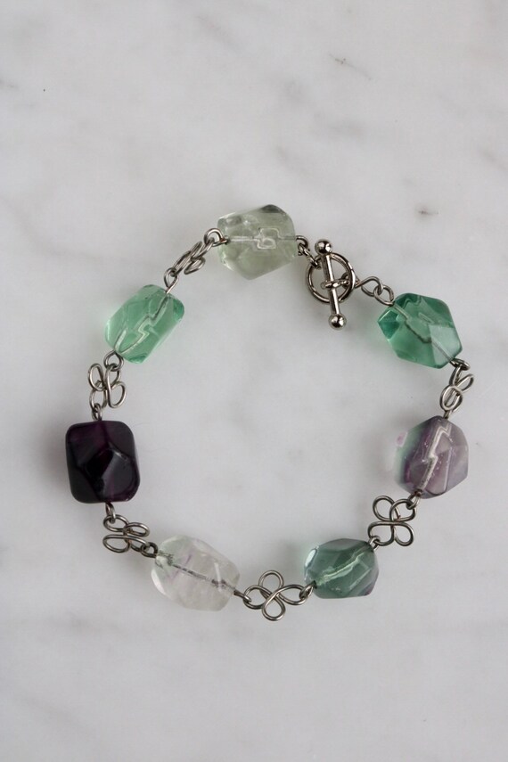 Biomorphic multicolored fluorite bracelet - image 6